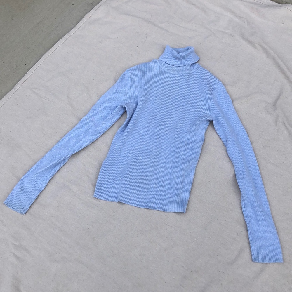 icy blue ribbed turtleneck
